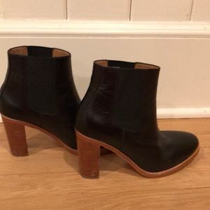 A.P.C. Black Leather Stacked Wooden Heel Boot Sz 39 (eu) / 8 (us)